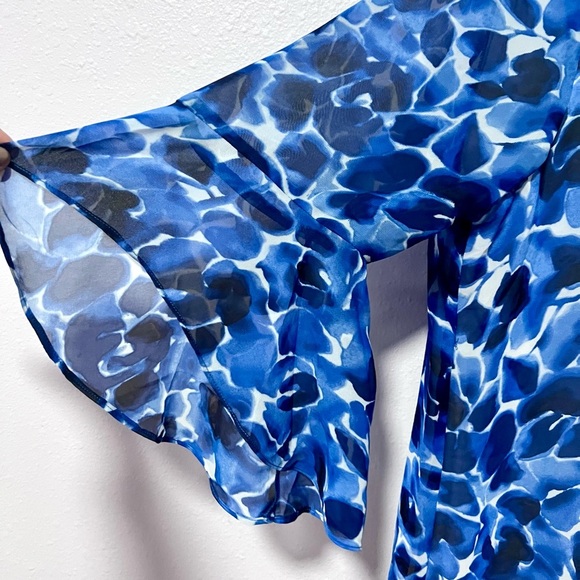 Evan Picone Blue 3/4 Sleeve Relaxed ruffle sleeve Blouse XL - Picture 5 of 8